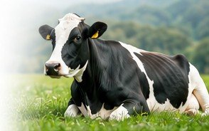 Cow grazing in a green field